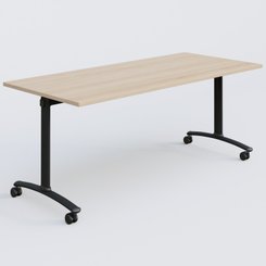 [Pas de famille] - [Pas de sous famille] - Table abattante gamme Arca 180-80 cm. Plateau Hêtre et pietement Noir.