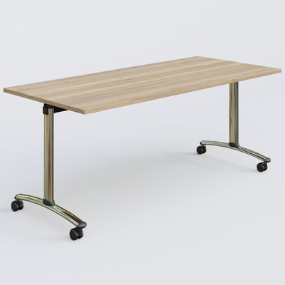[Pas de famille] - [Pas de sous famille] - Table abattante gamme Arca 180-80 cm. Plateau Chêne naturel et pietement Chrome.