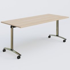 [Pas de famille] - [Pas de sous famille] - Table abattante gamme Arca 180-80 cm. Plateau Hêtre et pietement Chrome.
