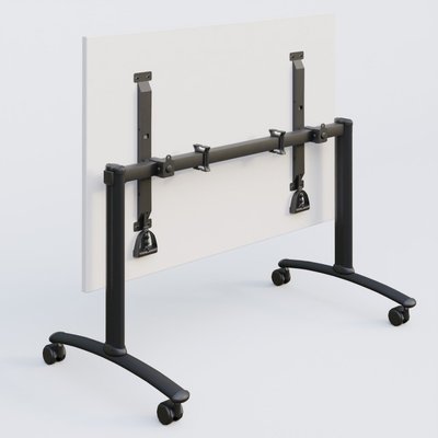 [Pas de famille] - [Pas de sous famille] - Table abattante gamme Arca 180-80 cm. Plateau Blanc et pietement Noir.