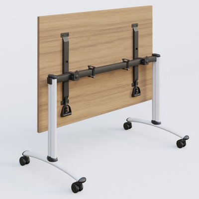 [Pas de famille] - [Pas de sous famille] - Table abattante gamme Arca 180-80 cm. Plateau Noyer et pietement Blanc.