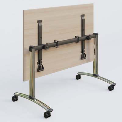[Pas de famille] - [Pas de sous famille] - Table abattante gamme Arca 180-80 cm. Plateau Acacia et pietement Chrome.