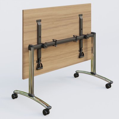 [Pas de famille] - [Pas de sous famille] - Table abattante gamme Arca 180-80 cm. Plateau Noyer et pietement Chrome.