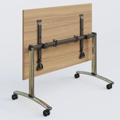 [Pas de famille] - [Pas de sous famille] - Table abattante gamme Arca 180-80 cm. Plateau Noyer et pietement Chrome.