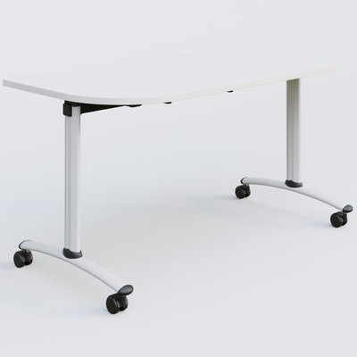 [Pas de famille] - [Pas de sous famille] - Module d'extrémité pour table abattante gamme Arca 145-70 cm. Plateau Blanc et pietement Blanc.