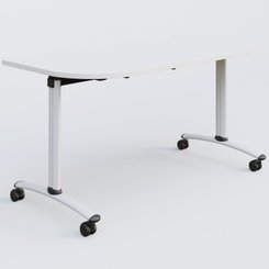 [Pas de famille] - [Pas de sous famille] - Module d'extrémité pour table abattante gamme Arca 145-70 cm. Plateau Blanc et pietement Blanc.