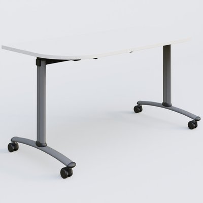 TABLES ABATTANTES - New Design - Module d'extrémité pour table abattante gamme Arca 145-70 cm. Plateau Blanc et pietement Aluminium.