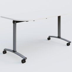 TABLES ABATTANTES - New Design - Module d'extrémité pour table abattante gamme Arca 145-70 cm. Plateau Blanc et pietement Aluminium.