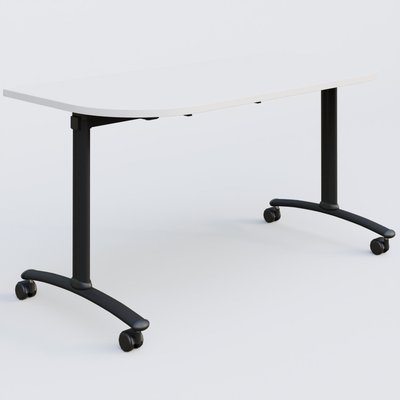 [Pas de famille] - [Pas de sous famille] - Module d'extrémité pour table abattante gamme Arca 145-70 cm. Plateau Blanc et pietement Noir.