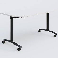 [Pas de famille] - [Pas de sous famille] - Module d'extrémité pour table abattante gamme Arca 145-70 cm. Plateau Blanc et pietement Noir.