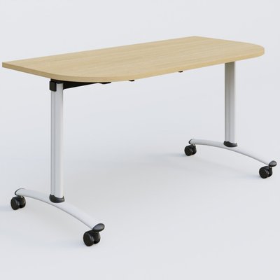 [Pas de famille] - [Pas de sous famille] - Module d'extrémité pour table abattante gamme Arca 145-70 cm. Plateau Chêne clair et pietement Blanc.