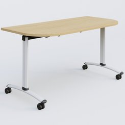 [Pas de famille] - [Pas de sous famille] - Module d'extrémité pour table abattante gamme Arca 145-70 cm. Plateau Chêne clair et pietement Blanc.