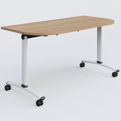 [Pas de famille] - [Pas de sous famille] - Module d'extrémité pour table abattante gamme Arca 145-70 cm. Plateau Noyer et pietement Blanc.