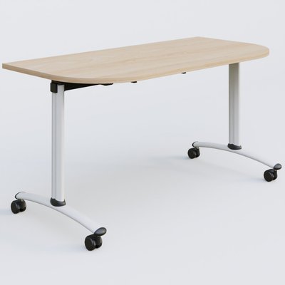 [Pas de famille] - [Pas de sous famille] - Module d'extrémité pour table abattante gamme Arca 145-70 cm. Plateau Hêtre et pietement Blanc.