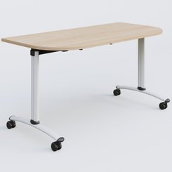 [Pas de famille] - [Pas de sous famille] - Module d'extrémité pour table abattante gamme Arca 145-70 cm. Plateau Hêtre et pietement Blanc.