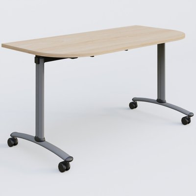 TABLES ABATTANTES - New Design - Module d'extrémité pour table abattante gamme Arca 145-70 cm. Plateau Hêtre et pietement Aluminium.