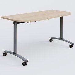 TABLES ABATTANTES - New Design - Module d'extrémité pour table abattante gamme Arca 145-70 cm. Plateau Hêtre et pietement Aluminium.