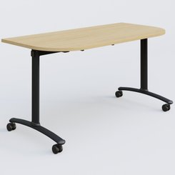 [Pas de famille] - [Pas de sous famille] - Module d'extrémité pour table abattante gamme Arca 145-70 cm. Plateau Chêne clair et pietement Noir.