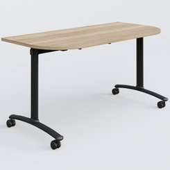 [Pas de famille] - [Pas de sous famille] - Module d'extrémité pour table abattante gamme Arca 145-70 cm. Plateau Chêne naturel et pietement Noir.