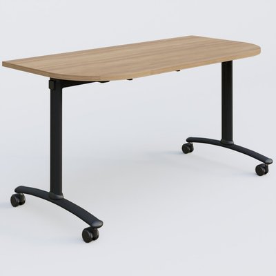 [Pas de famille] - [Pas de sous famille] - Module d'extrémité pour table abattante gamme Arca 145-70 cm. Plateau Noyer et pietement Noir.