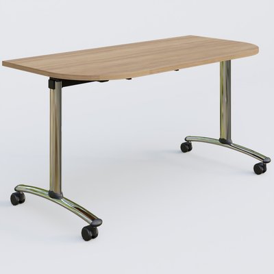 [Pas de famille] - [Pas de sous famille] - Module d'extrémité pour table abattante gamme Arca 145-70 cm. Plateau Noyer et pietement Chrome.