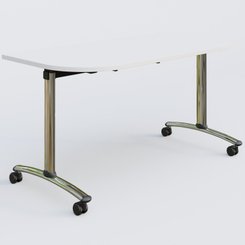 [Pas de famille] - [Pas de sous famille] - Module d'extrémité pour table abattante gamme Arca 145-70 cm. Plateau Blanc et pietement Chrome.
