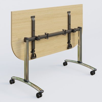 [Pas de famille] - [Pas de sous famille] - Module d'extrémité pour table abattante gamme Arca 145-70 cm. Plateau Chêne clair et pietement Chrome.