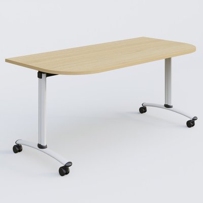 [Pas de famille] - [Pas de sous famille] - Module d'extrémité pour table abattante gamme Arca 165-80 cm. Plateau Chêne clair et pietement Blanc.