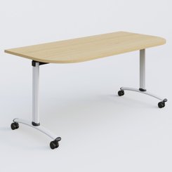 [Pas de famille] - [Pas de sous famille] - Module d'extrémité pour table abattante gamme Arca 165-80 cm. Plateau Chêne clair et pietement Blanc.