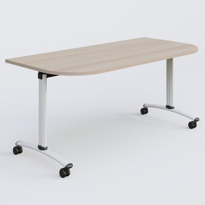 [Pas de famille] - [Pas de sous famille] - Module d'extrémité pour table abattante gamme Arca 165-80 cm. Plateau Acacia et pietement Blanc.