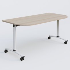 [Pas de famille] - [Pas de sous famille] - Module d'extrémité pour table abattante gamme Arca 165-80 cm. Plateau Acacia et pietement Blanc.