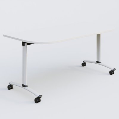 [Pas de famille] - [Pas de sous famille] - Module d'extrémité pour table abattante gamme Arca 165-80 cm. Plateau Blanc et pietement Blanc.