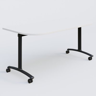 [Pas de famille] - [Pas de sous famille] - Module d'extrémité pour table abattante gamme Arca 165-80 cm. Plateau Blanc et pietement Noir.