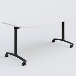 [Pas de famille] - [Pas de sous famille] - Module d'extrémité pour table abattante gamme Arca 165-80 cm. Plateau Blanc et pietement Noir.