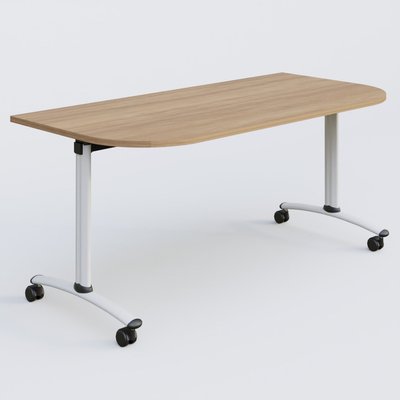 [Pas de famille] - [Pas de sous famille] - Module d'extrémité pour table abattante gamme Arca 165-80 cm. Plateau Noyer et pietement Blanc.