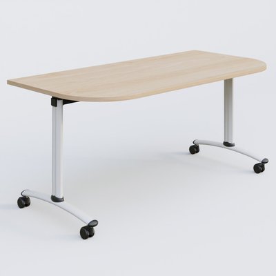 [Pas de famille] - [Pas de sous famille] - Module d'extrémité pour table abattante gamme Arca 165-80 cm. Plateau Hêtre et pietement Blanc.