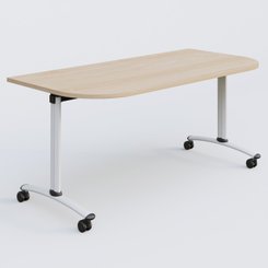 [Pas de famille] - [Pas de sous famille] - Module d'extrémité pour table abattante gamme Arca 165-80 cm. Plateau Hêtre et pietement Blanc.