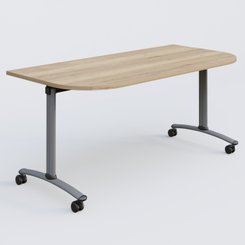 [Pas de famille] - [Pas de sous famille] - Module d'extrémité pour table abattante gamme Arca 165-80 cm. Plateau Chêne naturel et pietement Aluminium.