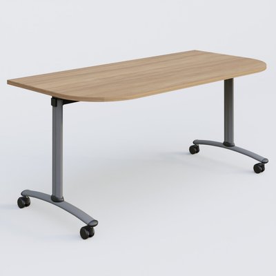 [Pas de famille] - [Pas de sous famille] - Module d'extrémité pour table abattante gamme Arca 165-80 cm. Plateau Noyer et pietement Aluminium.