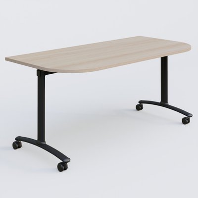 [Pas de famille] - [Pas de sous famille] - Module d'extrémité pour table abattante gamme Arca 165-80 cm. Plateau Acacia et pietement Noir.