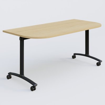 [Pas de famille] - [Pas de sous famille] - Module d'extrémité pour table abattante gamme Arca 165-80 cm. Plateau Chêne clair et pietement Noir.