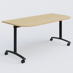 [Pas de famille] - [Pas de sous famille] - Module d'extrémité pour table abattante gamme Arca 165-80 cm. Plateau Chêne clair et pietement Noir.
