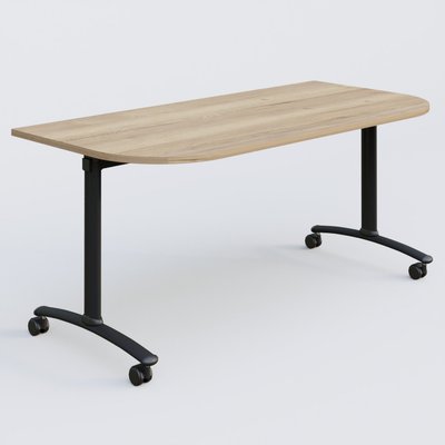 [Pas de famille] - [Pas de sous famille] - Module d'extrémité pour table abattante gamme Arca 165-80 cm. Plateau Chêne naturel et pietement Noir.