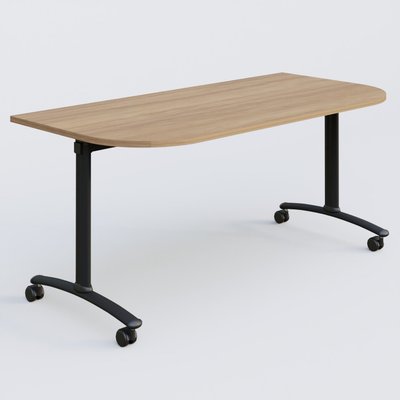 [Pas de famille] - [Pas de sous famille] - Module d'extrémité pour table abattante gamme Arca 165-80 cm. Plateau Noyer et pietement Noir.