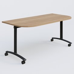 [Pas de famille] - [Pas de sous famille] - Module d'extrémité pour table abattante gamme Arca 165-80 cm. Plateau Noyer et pietement Noir.