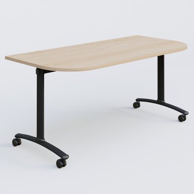 [Pas de famille] - [Pas de sous famille] - Module d'extrémité pour table abattante gamme Arca 165-80 cm. Plateau Hêtre et pietement Noir.
