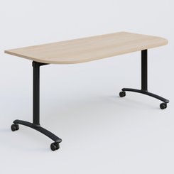[Pas de famille] - [Pas de sous famille] - Module d'extrémité pour table abattante gamme Arca 165-80 cm. Plateau Hêtre et pietement Noir.