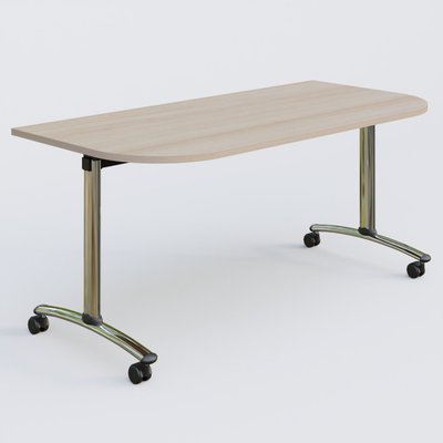 [Pas de famille] - [Pas de sous famille] - Module d'extrémité pour table abattante gamme Arca 165-80 cm. Plateau Acacia et pietement Chrome.