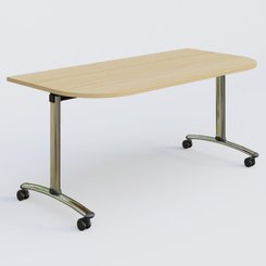 [Pas de famille] - [Pas de sous famille] - Module d'extrémité pour table abattante gamme Arca 165-80 cm. Plateau Chêne clair et pietement Chrome.