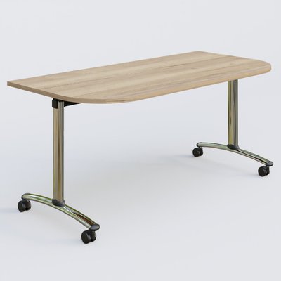 [Pas de famille] - [Pas de sous famille] - Module d'extrémité pour table abattante gamme Arca 165-80 cm. Plateau Chêne naturel et pietement Chrome.